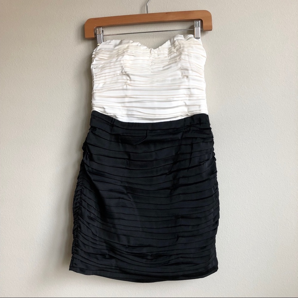 Express Black White Color Block Ruched Dress NWT